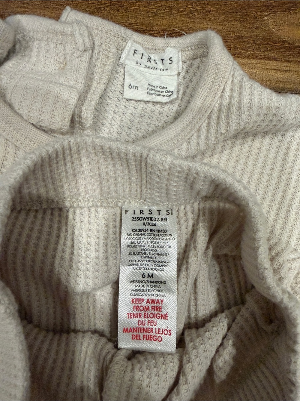 Firsts 6M Two-Piece Waffle Knit Set with Floral Embroidery - Cream - Picture 2 of 4